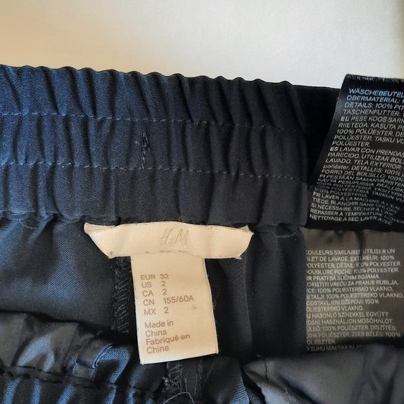 H&M: Navy Blue Women's Pants/Trousers with Satin Stripe Details at Sides - Picture 2 of 4